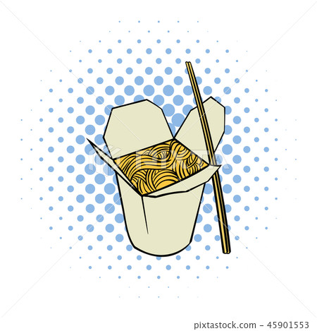 Chinese Noodle In Box Comics Icon Stock Illustration