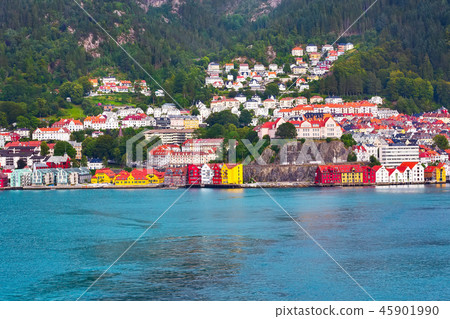 Bergen, Norway view with colorful houses 45901990