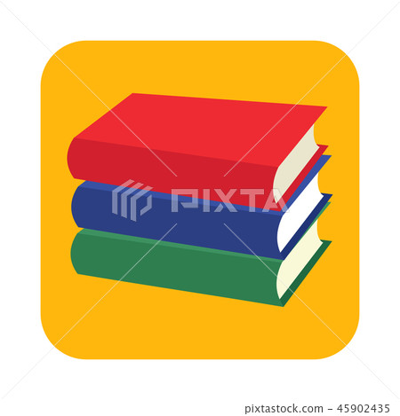 Horizontal stack of three colored books flat icon 45902435
