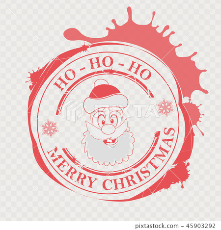 Christmas print in red with a funny Santa Claus face and big blots, Christmas print in red with a funny Santa Claus face and big blots, 45903292