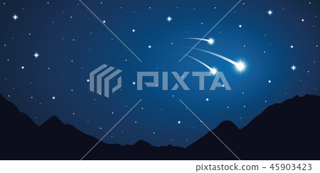 three falling stars starry sky in the mountains 45903423