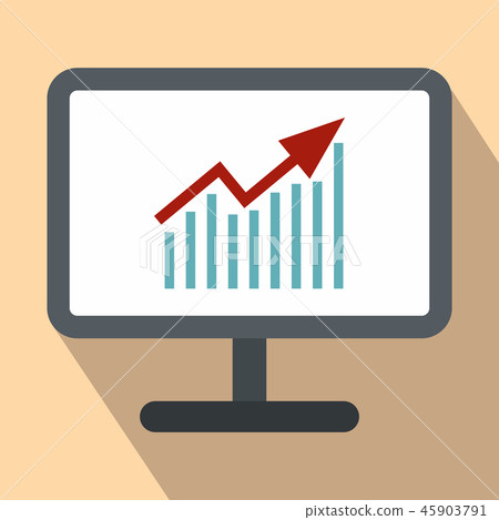 Graph on the computer monitor flat icon Graph on the computer monitor flat icon 45903791