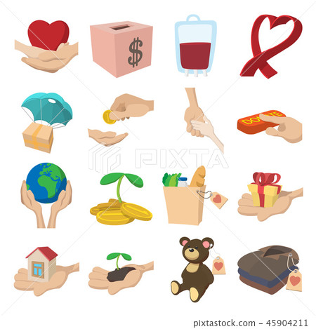 Donate given cartoon icons set 45904211