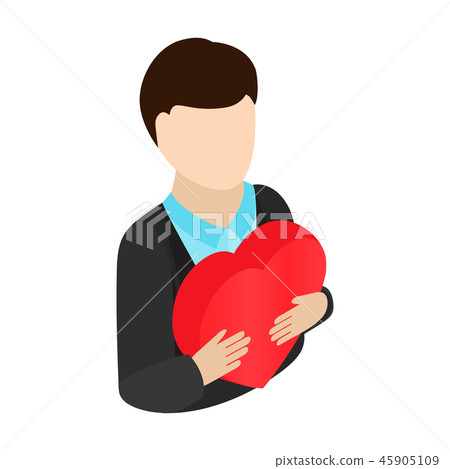 Man gives heart isometric 3d icon 45905109