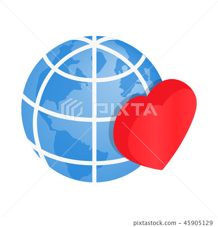 Heart of globe 3d isometric icon 45905129