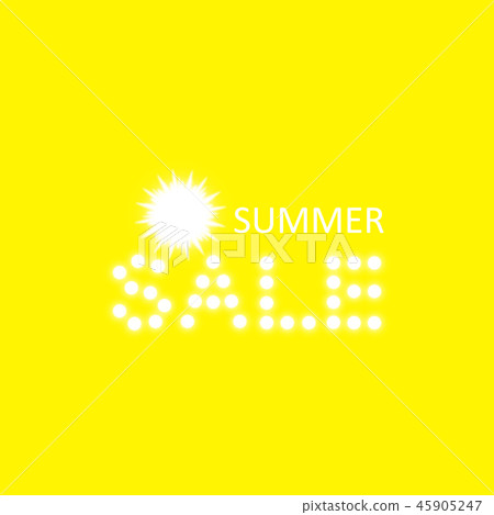 Super summer sale banner with sun. 45905247