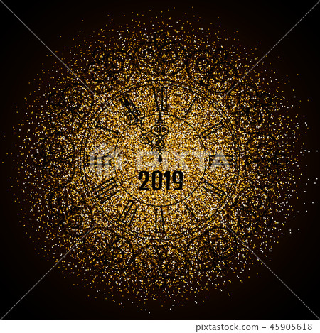 Happy New Year 2019 gold glitter new year... - Stock Illustration ...
