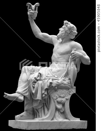 Statue of Dionysus or Bacchus with bunch of grapes isolated on white Statue of Dionysus or Bacchus with bunch of grapes isolated on white 45905848
