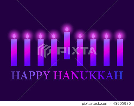Happy hanukkah. Poster with nine candles, violet Happy hanukkah. Poster with nine candles, violet 45905980