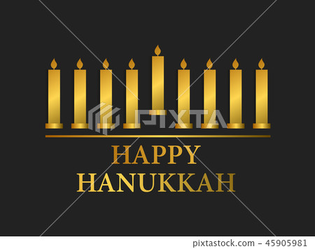 Happy hanukkah. Menorah with nine candles. gold 45905981