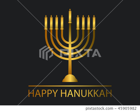 Happy hanukkah. Menorah with nine candles. gold 45905982