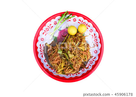 Top view of papaya salad isolated on white Top view of papaya salad isolated on white 45906178
