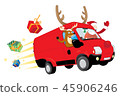 Christmas Reindeer and Santa Claus driving a van 45906246