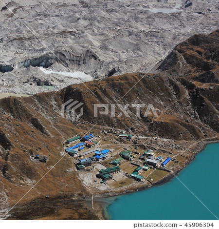 Ngozumpa Glacier. Gokyo, small village. Ngozumpa Glacier. Gokyo, small village. 45906304