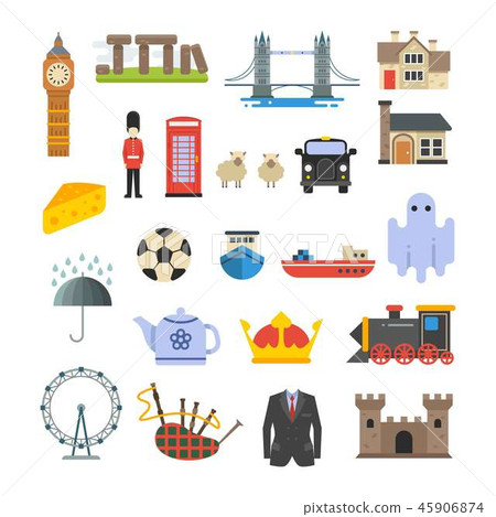 England, british, uk vector landmarks set 45906874
