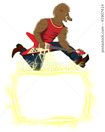 Clip art boar guitarist lightning photo frame new year card parts Clip art boar guitarist lightning photo frame new year card parts 45907414