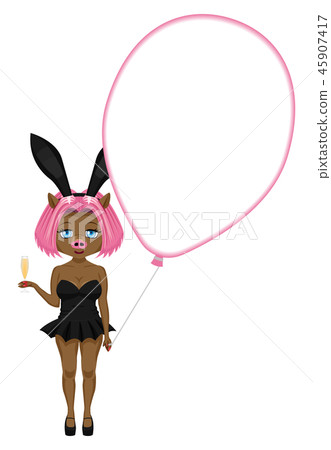 Clipart Boar Bunny Girl Balloon Photo Frame New Year Card Parts Clipart Boar Bunny Girl Balloon Photo Frame New Year Card Parts 45907417