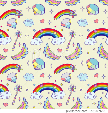 Vector magic items seamless pattern - Stock Illustration [45907636] - PIXTA