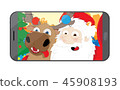 Funny Santa Claus and Reindeer taking a selfie 45908193