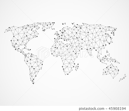 Networking world map texture, low poly earth. Vector global communication concept Networking world map texture, low poly earth. Vector global communication concept 45908194