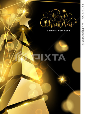 Gold Christmas pine tree luxury greeting card Gold Christmas pine tree luxury greeting card 45908233
