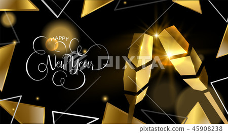 New Year gold party drink 3d toast greeting card New Year gold party drink 3d toast greeting card 45908238