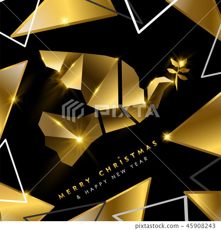 Christmas and New Year luxury 3d gold bird card 45908243