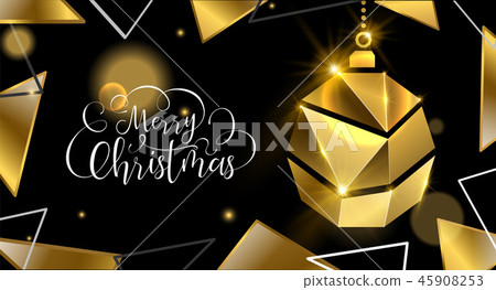 Christmas gold luxury 3d bauble greeting card 45908253