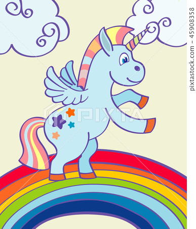 Vector hand drawn unicorn rainbow 45908358