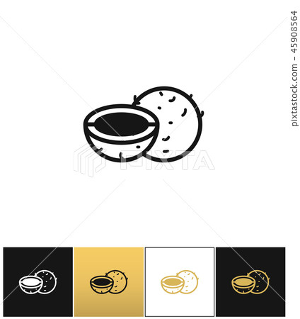 Coconut or coco palm nut vector icon 45908564