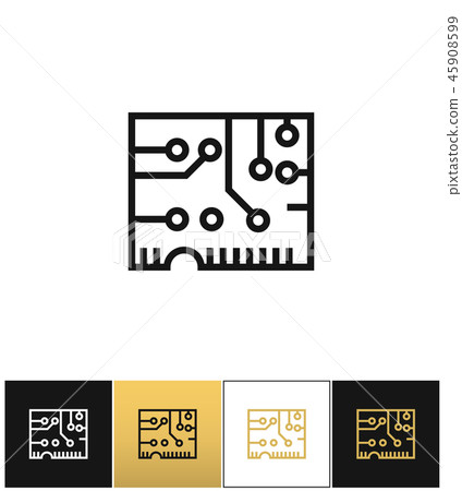 Electronics computer circuit chip vector icon 45908599