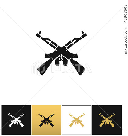 Crossed machine guns like kalashnikov ak47 vector icon 45908605
