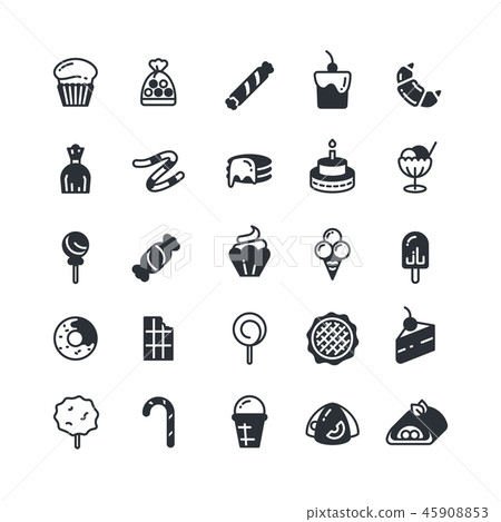 Dessert, pie, cupcake, cookie, biscuit, muffin vector icons Dessert, pie, cupcake, cookie, biscuit, muffin vector icons 45908853