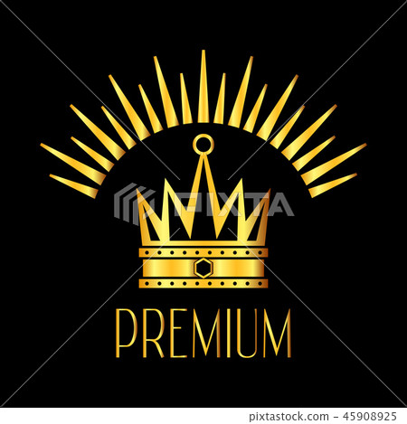 Premiun glowing crown logo in gold black Premiun glowing crown logo in gold black 45908925