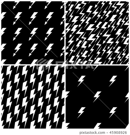 Set of vector lightning seamless patterns in black and white Set of vector lightning seamless patterns in black and white 45908926