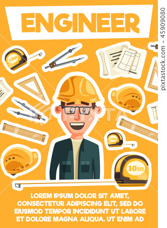 Engineer, architector and tools. Vector 45909080
