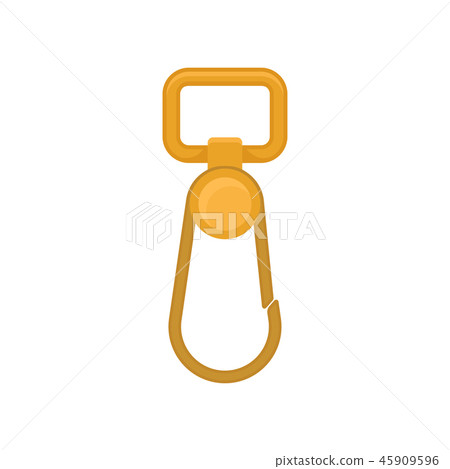 Gold-plated metal carabiner. Stylish accessory. Spare part for women handbag or clothing. Flat 45909596