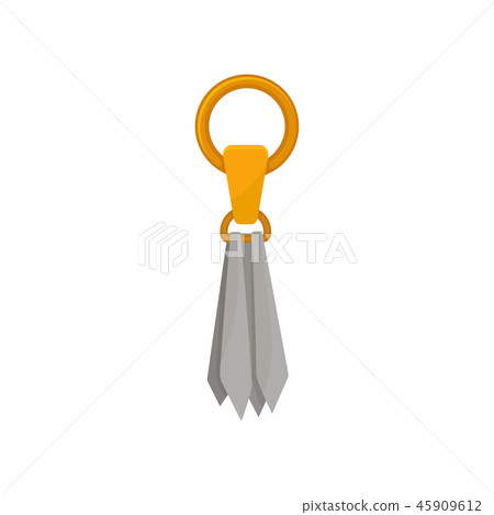 Gray leather tassel on golden ring. Trendy embellishment for clothing and women handbag decoration 45909612