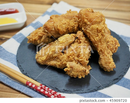 Fried chicken and french fries Fried chicken and french fries 45909720
