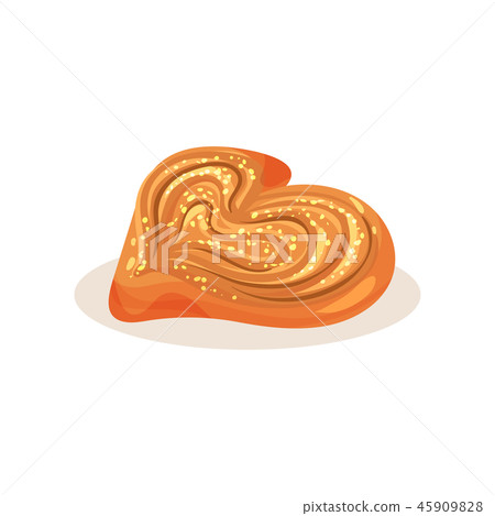 插图素材: bun with sesame seeds in a heart shape, bakery pastry
