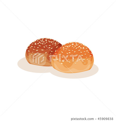 Bun with swsame seeds, bakery pastry product vector Illustration on a white background Bun with swsame seeds, bakery pastry product vector Illustration on a white background 45909838