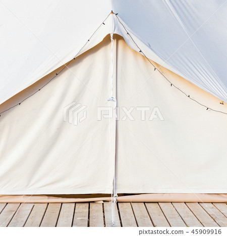 Close-up of glamping bell tent 45909916