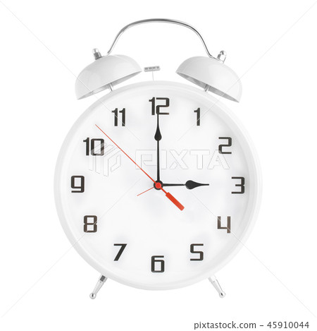 White alarm clock showing three o'clock isolated on white background. White alarm clock showing three o'clock isolated on white background. 45910044