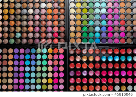 Make-up background made of eyeshadow palette set 45910046