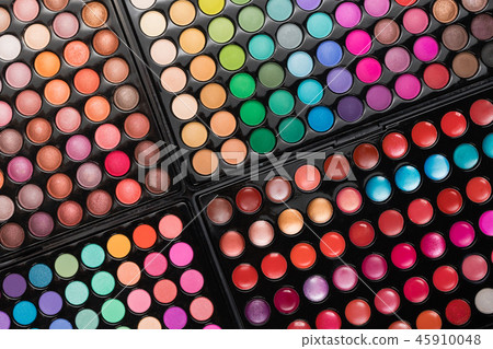 Cosmetic make-up background made of make-up palettes Cosmetic make-up background made of make-up palettes 45910048