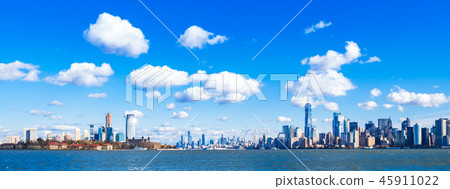 Manhattan and Jersey City Skyscrapers from Liberty Island, USA Manhattan and Jersey City Skyscrapers from Liberty Island, USA 45911022