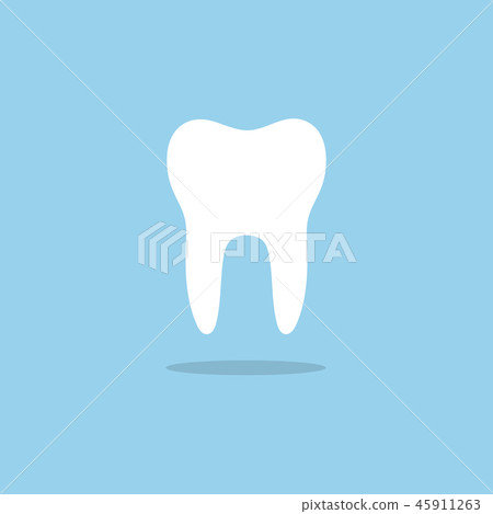 Tooth flat icon with shade on a blue background - Stock Illustration ...