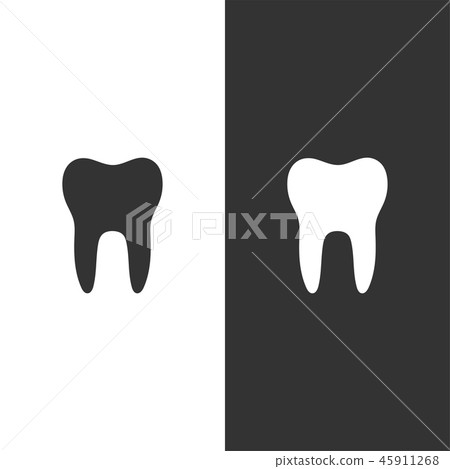 Tooth flat icon on a black and white background - Stock Illustration ...