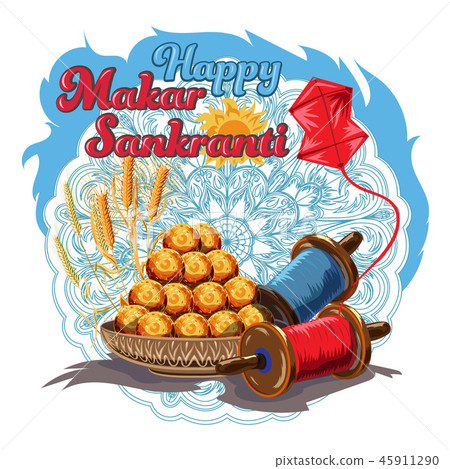 Happy Makar Sankranti Wallpaper with Colorful Kite String Stock Vector -  Illustration of card, hanging: 106187164