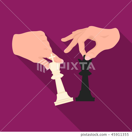 Hands holding chess pieces. Chess single icon...-插圖素材 [45911355] - PIXTA圖庫